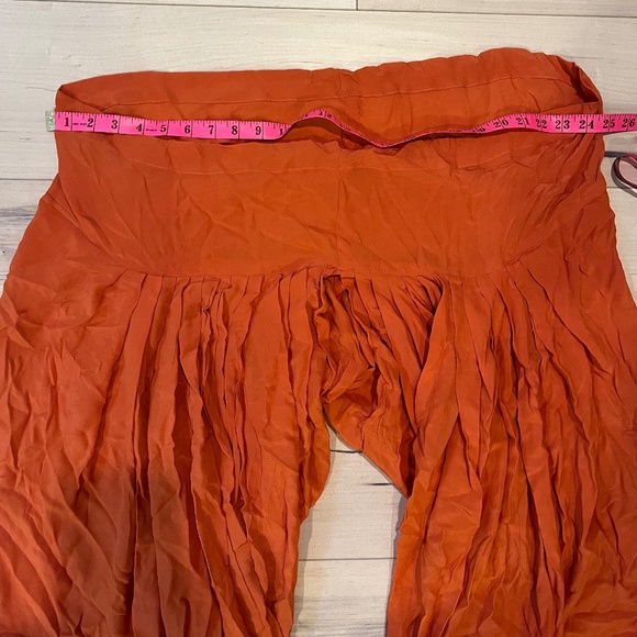 Women’s Indian 3 Piece Orange with Gold Silk Sequin Top & Pants w Matching Wrap- - Picture 8 of 9